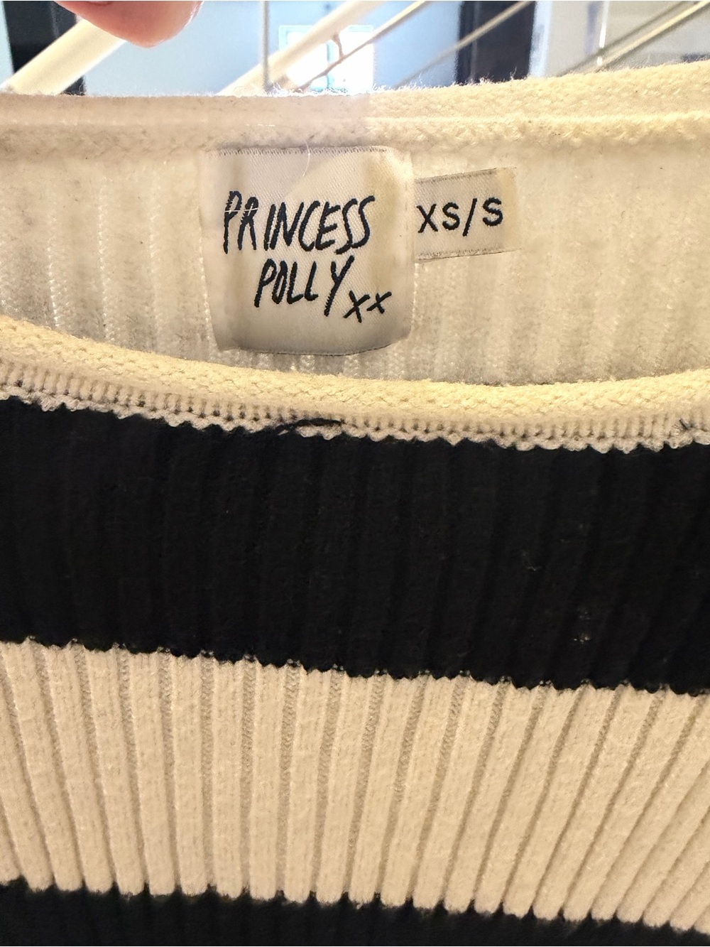 Princess Polly Striped Black and White Distressed Knit Sweater - Picture 4 of 4